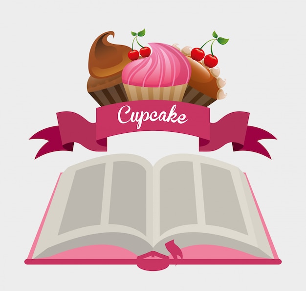 Vector cupcake recipe book