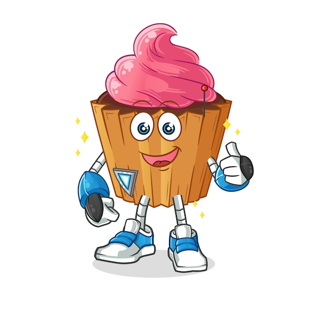 Cupcake robot character cartoon mascot vector