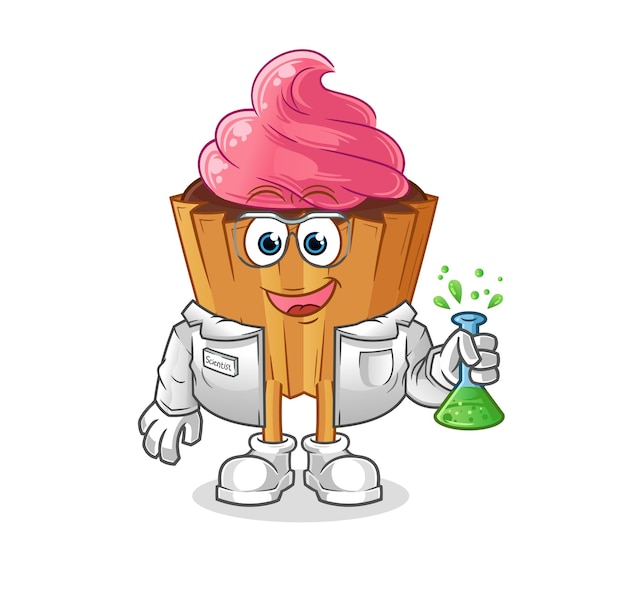 Cupcake scientist character cartoon mascot vector