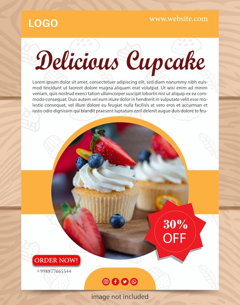 cupcake shop poster banner simple design for digital marketing