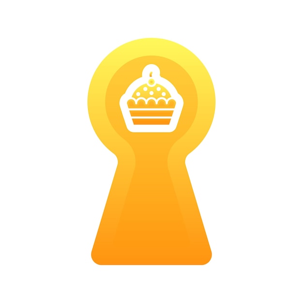 Cupcake sleutelgat logo verloop ontwerp sjabloon pictogram element
