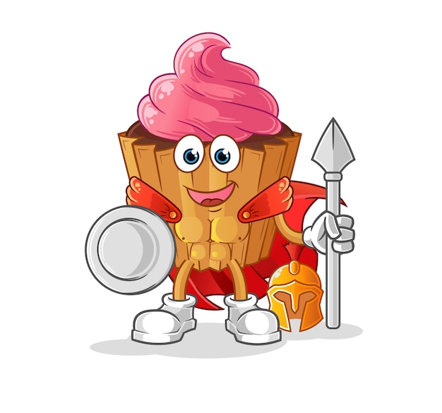 Cupcake spartan character cartoon mascot vector