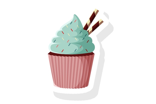 Vector cupcake sticker vector illustratie