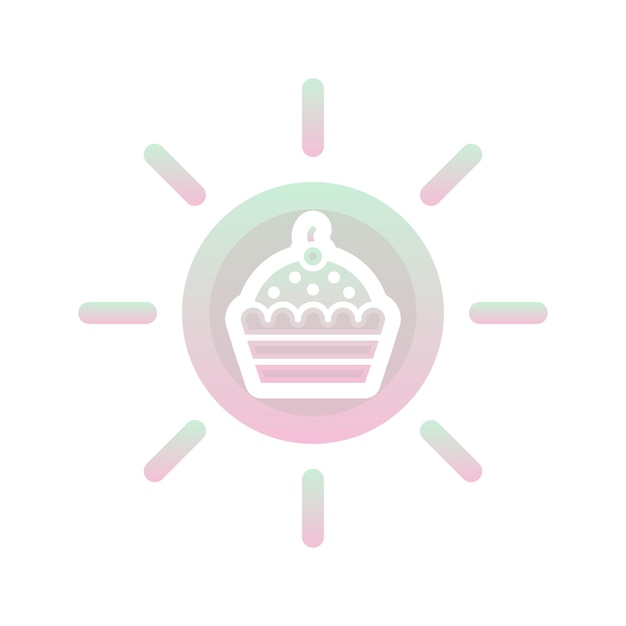 Cupcake sun logo gradient design template icon element