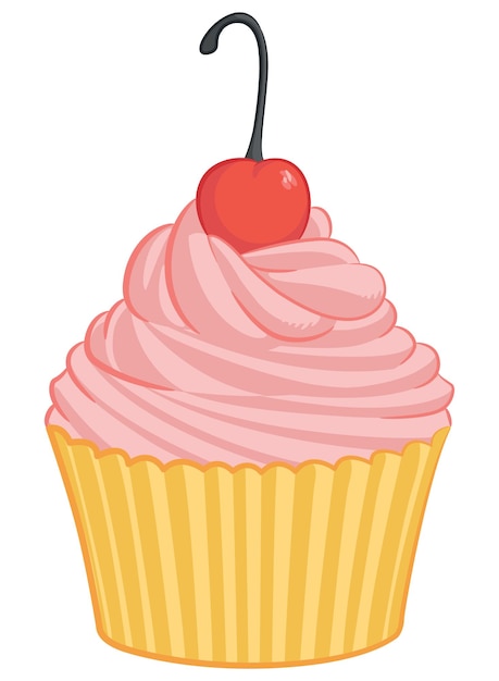 Cupcake Sweet Cherry Muffin Pastry Cartoon