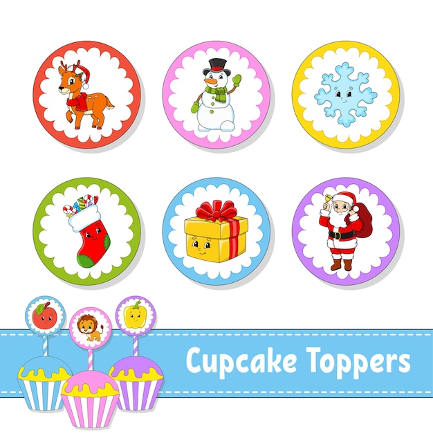 Illustrazione di cupcake toppers