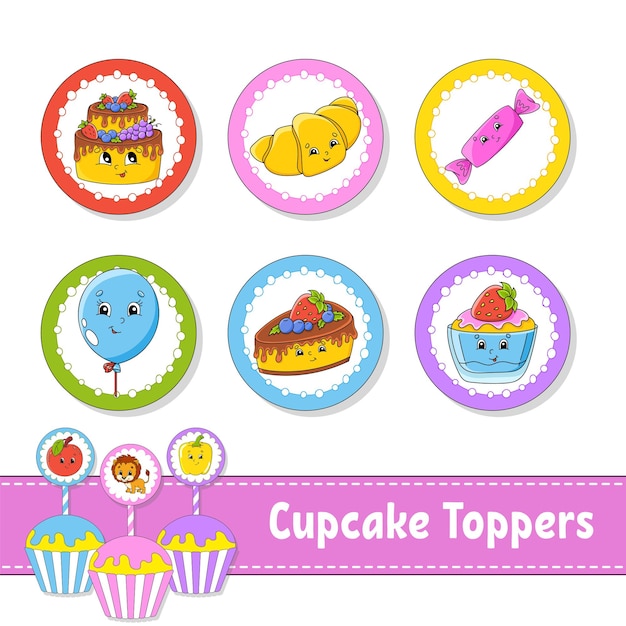 Cupcake toppers набор из шести круглых картинок на день рождения baby shower