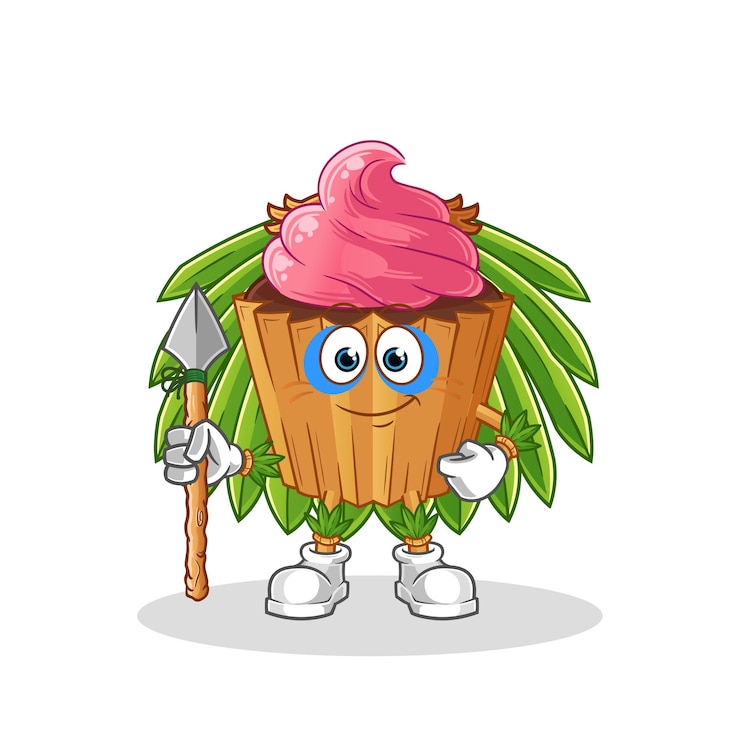 वेक्टर cupcake tribal man mascot cartoon vector