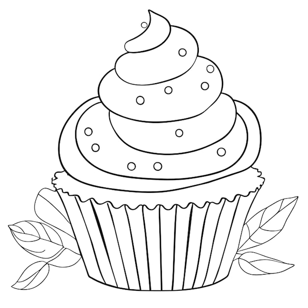 Vector cupcake vector illustratie lijn kunst