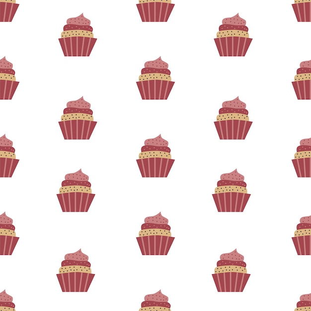 Vettore motivo vettoriale cupcake concetto di design di sfondo cartone animato disegnato a mano utilizzato per la stampa di confezioni regalo di abbigliamento per bambini tessile illustrazione vettoriale