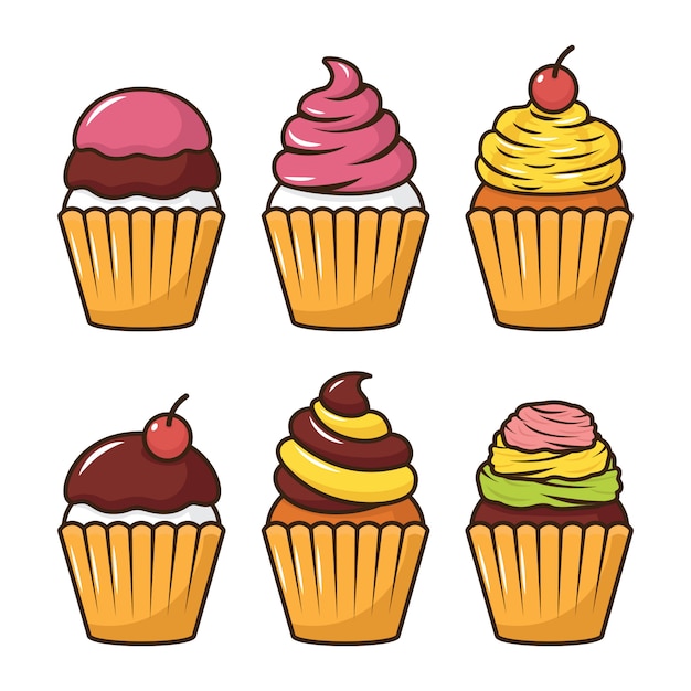 Cupcake vector set illustration