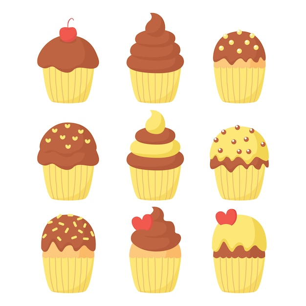 Cupcake vector set illustration