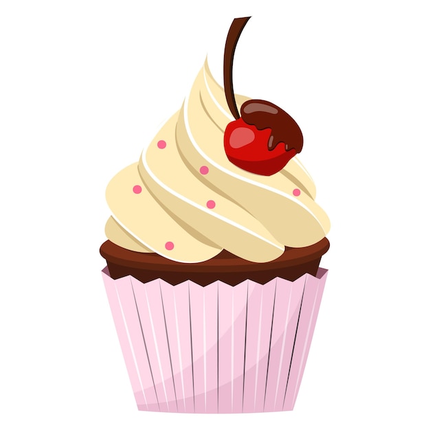 Cupcake vectorillustratie op een witte achtergrond