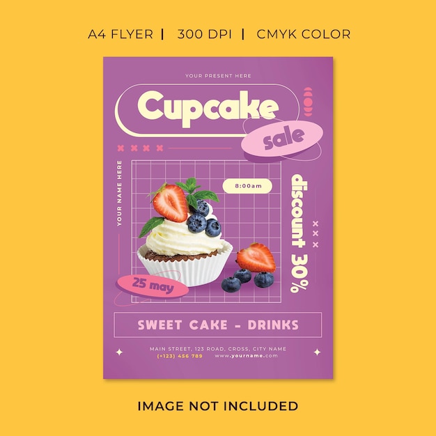 Vector cupcake verkoop folder