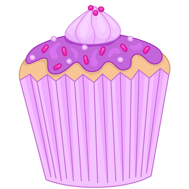 Cupcake con crema e topping di pasticceria isolato su sfondo bianco vettore