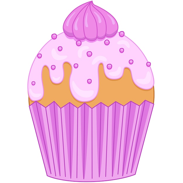 Vector cupcake with cream and pastry topping isolated on white background vector