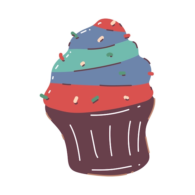 Cupcake with cream vector cartoon illustration isolated on a white background