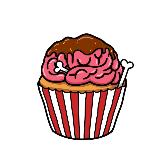 Vector cupcake with creamy brain