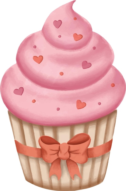 Cupcake con vettore di cuori