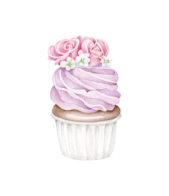 Vector cupcake with roses