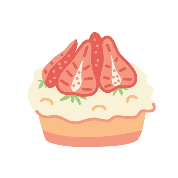 Vector cupcake with strawberries decoration vector illustration