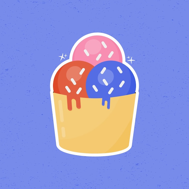 Cupcake with three flavor flat design