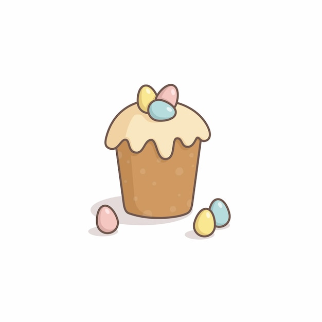 A cupcake with a white egg on it and a small easter egg on the top.