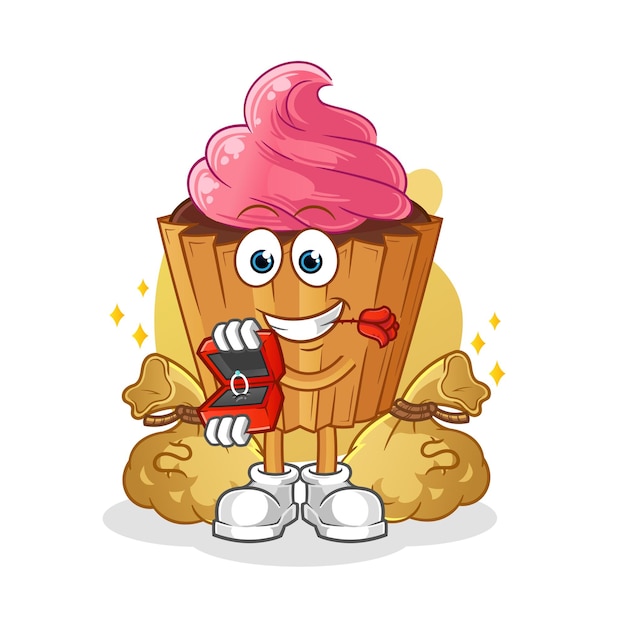 Vector cupcake yawn character cartoon mascot vector