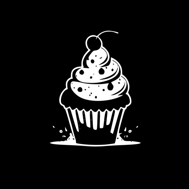 Vector cupcake zwart-wit geïsoleerd pictogram vector illustratie