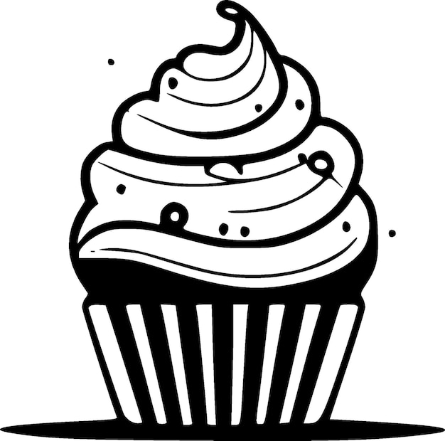 Cupcake zwart-wit vectorillustratie