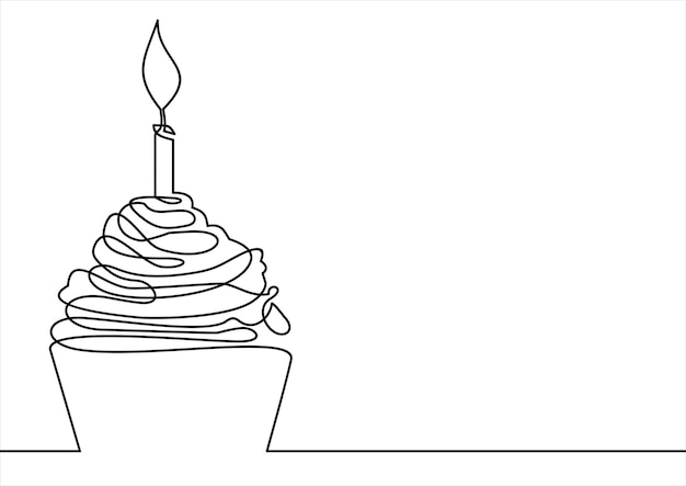 cupcakecontinue lijntekeningweb icoon vector design