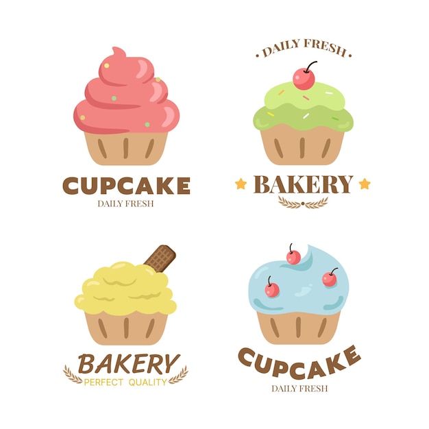 Cupcakes bakery logo design template