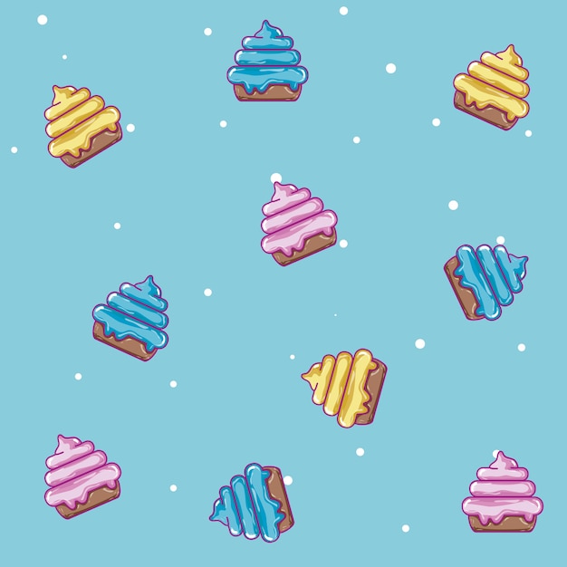 Vector cupcakes candy pattern background