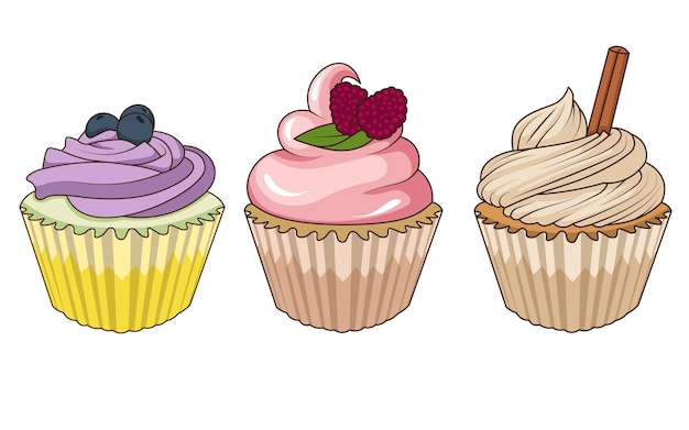 Vector cupcakes cartoon clipart