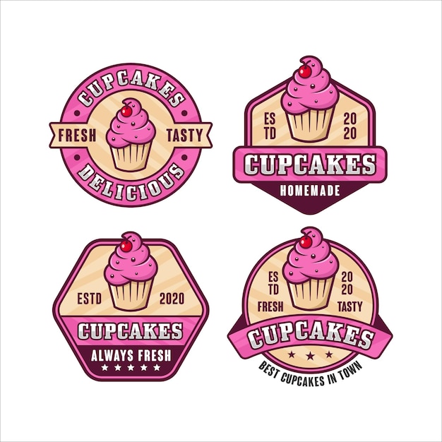 Cupcakes ontwerp logo collectie illustratie geïsoleerd