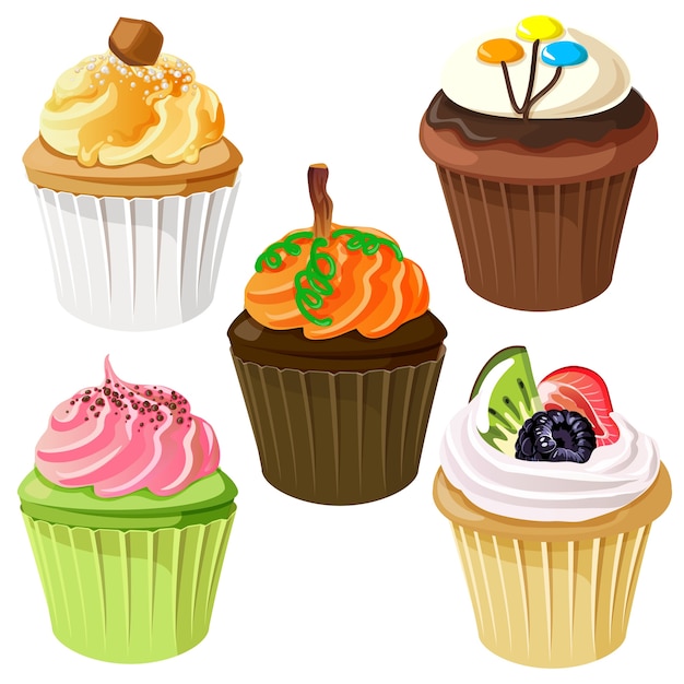 Vector cupcakes pictogramserie