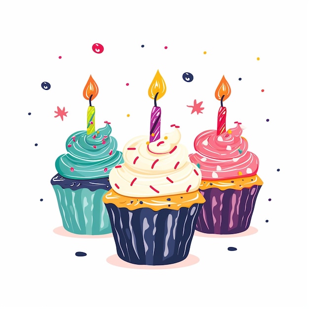 Vector cupcakes with candles 2