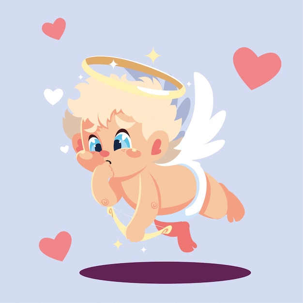 Cupid angel aiming an arrow, valentines day