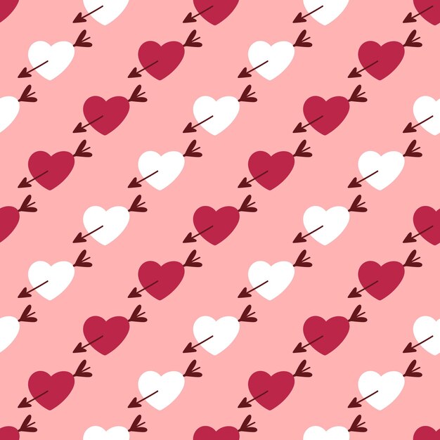 Cupid arrows in hearts seamless pattern romantic background with hearts print for textile digital