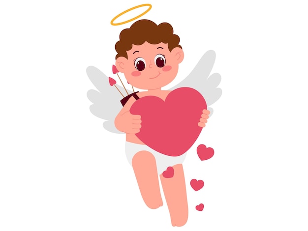 Cupid Boy Hold Heart Sign Illustration