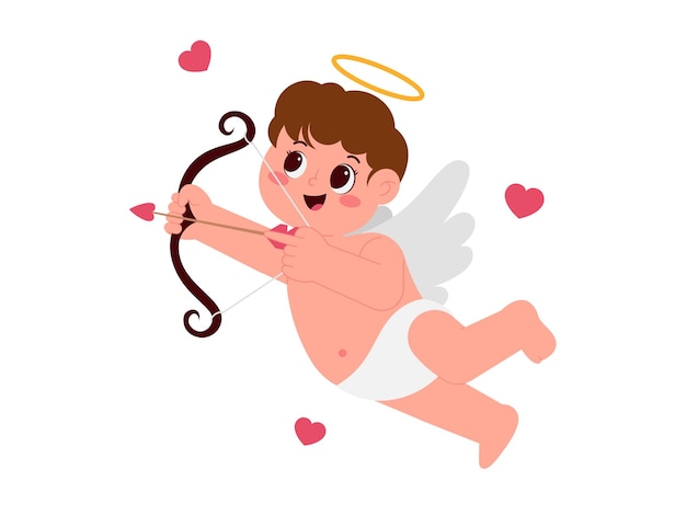 Vector cupid boy holding bow arrow illustration