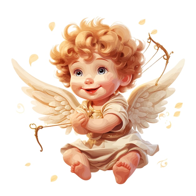 Vector cupid flying angel baby valentines day