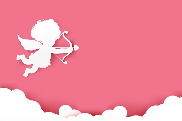 Cupid holding arrow on pink background 