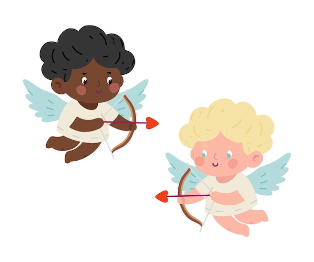 Vector cupid illustrations for valentine's day cupid clipart for kids