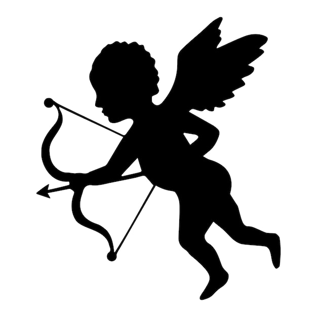 Vector cupid silhouette isolated on white background