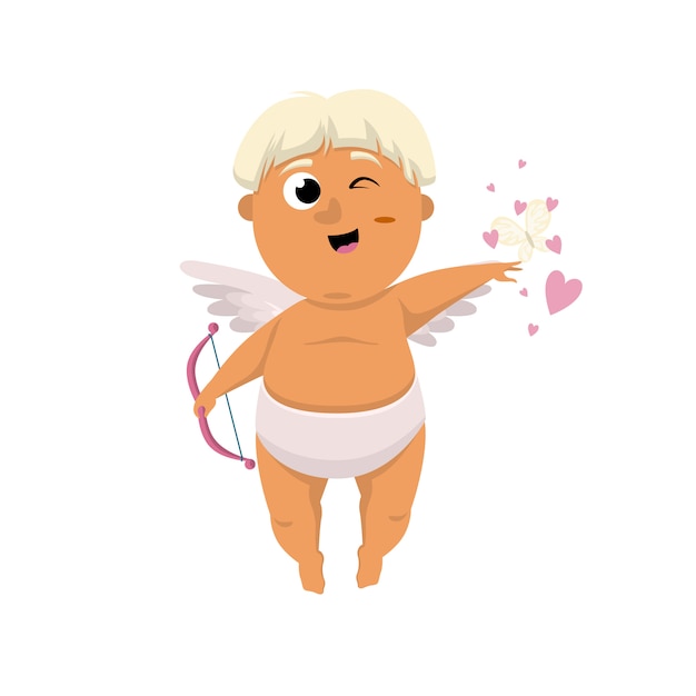 Vettore illustrazione sorridente cupido