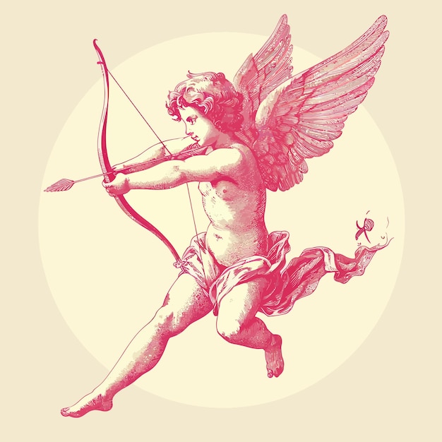 Vector cupid sweet simple lines vector valentine day