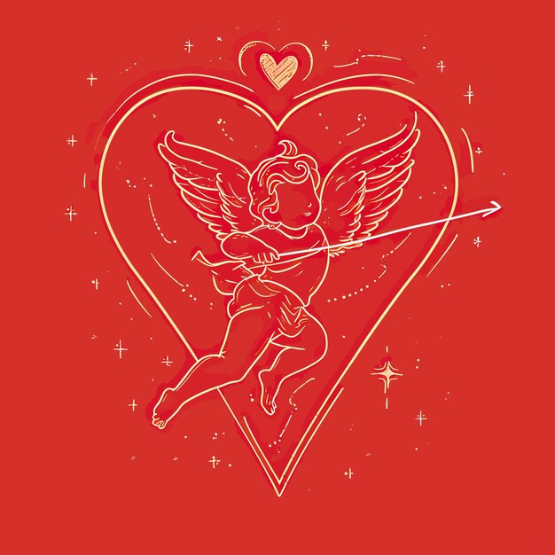 Cupid sweet simple lines vector valentine day