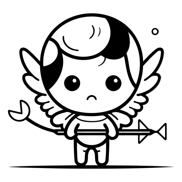 Vector cupid with arrow cute cartoon character vector illustration