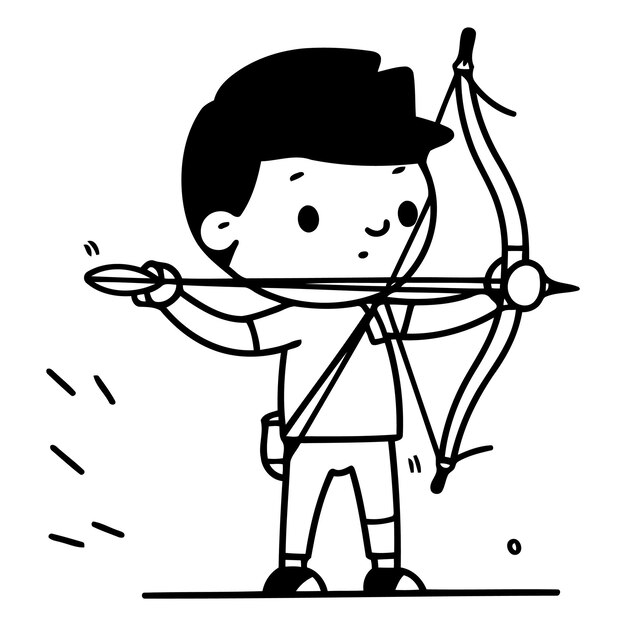 Vector cupid with bow and arrow in cartoon style